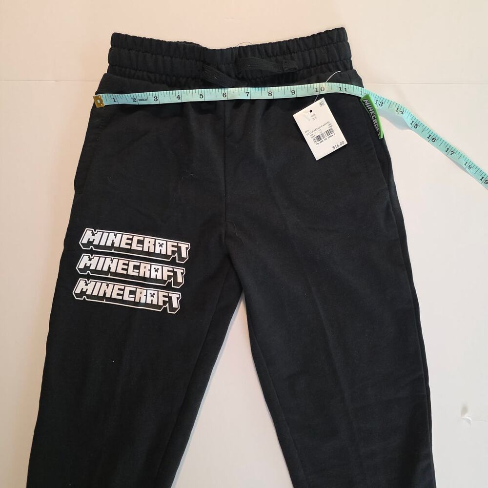 Minecraft Logo Graphic Jogger Sweatpants Youth XS Black NEW